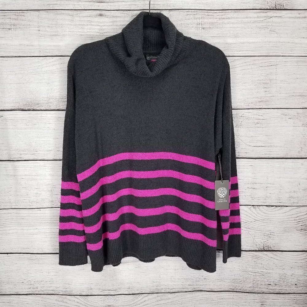 NEW Vince Camuto L Cozy Striped Turtleneck Pullover Sweater